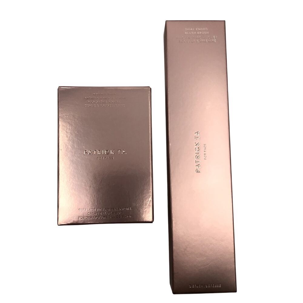 New PATRICK TA Double Take Creme & Powder Blush Duo + Dual End Brush Blush NIB